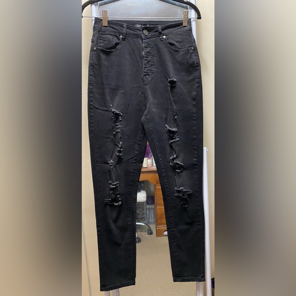 Special One highrise button up distressed black jeans size 9 NWOT mint/flawless!